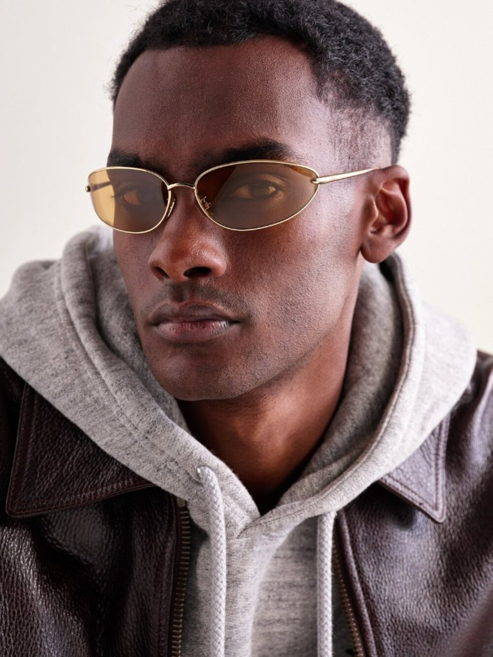 Loewe LW40164U 32E Wraparound Sunglasses Gold Frame Brown Lenses
